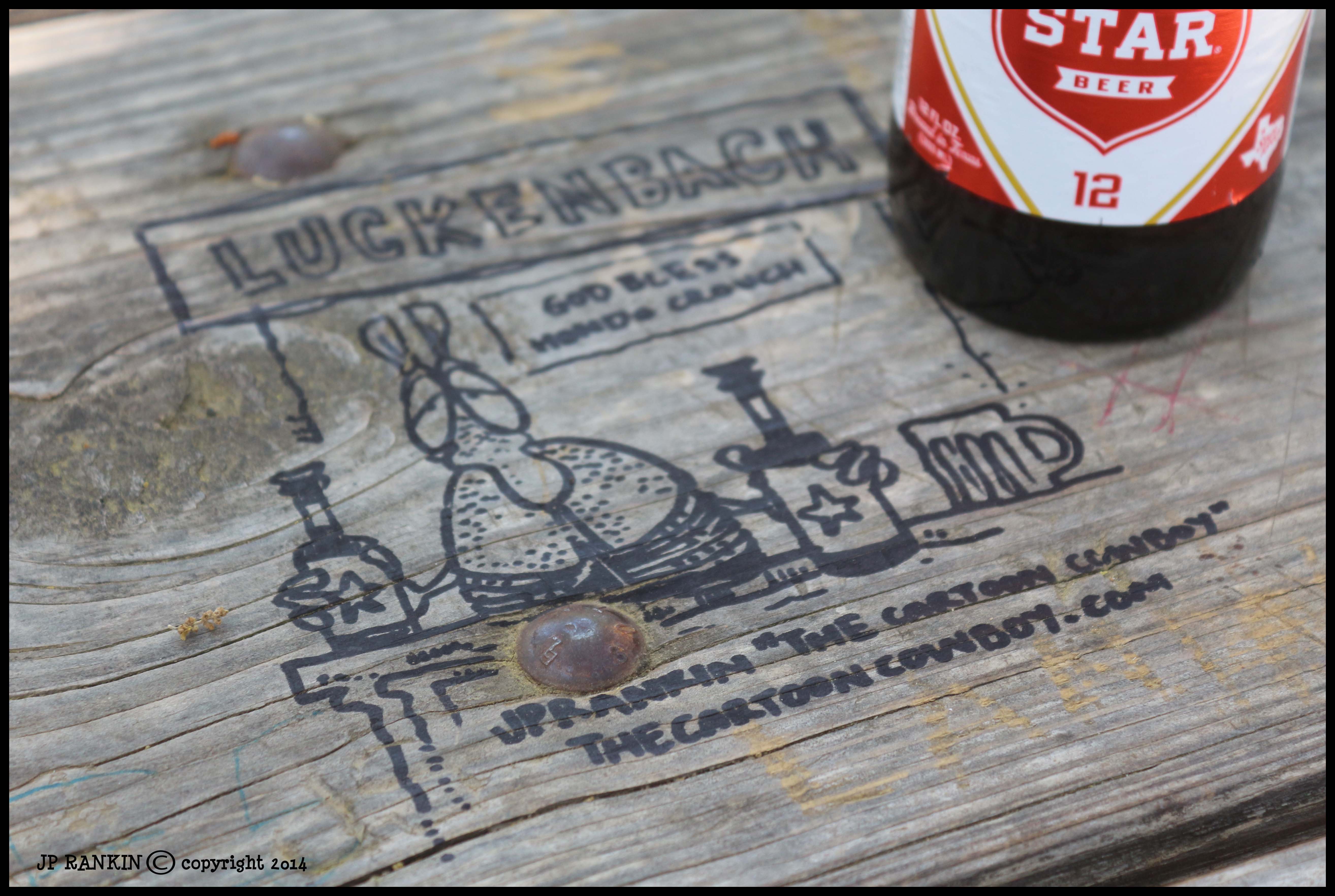 On a table at Luckenbach, Texas