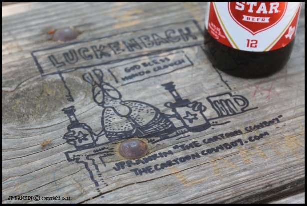 On a table at Luckenbach, Texas