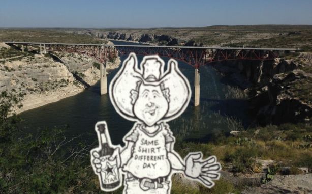 Cartoon Cowboy at The Pecos High Bridge